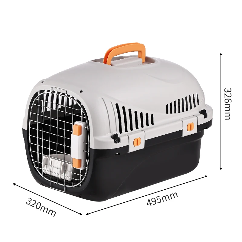 Factory Large Gray Plastic Airline Approved Wire Door Travel Dog Cat Crate Pet Flight Carrier Products