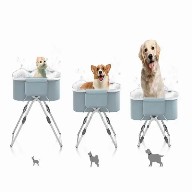 Factory New Design for Medium Dog Cat Tub Foldable Pet Bath Tub Animal Accessories Pet Bath Stand Blue