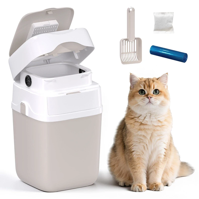 Factory New Modern Enclosed Odor-Control Pet Waste Disposal Bin for Home with Lid Living Room for Cat Waste Disposal & Storage