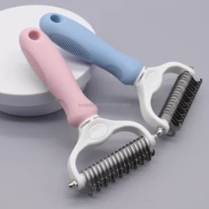 Factory New Pet Dog Cat Grooming Brush Double Sided Deshedding Blade Metal Comb Fur Hair Remover for Grooming Deshedding