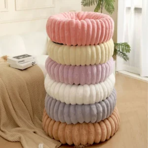 Factory New Vertical Rabbit Plush Round Pet Bed Soft and Comfortable Donut Dog Bed Washable Cat Mat Warm Pet Mat