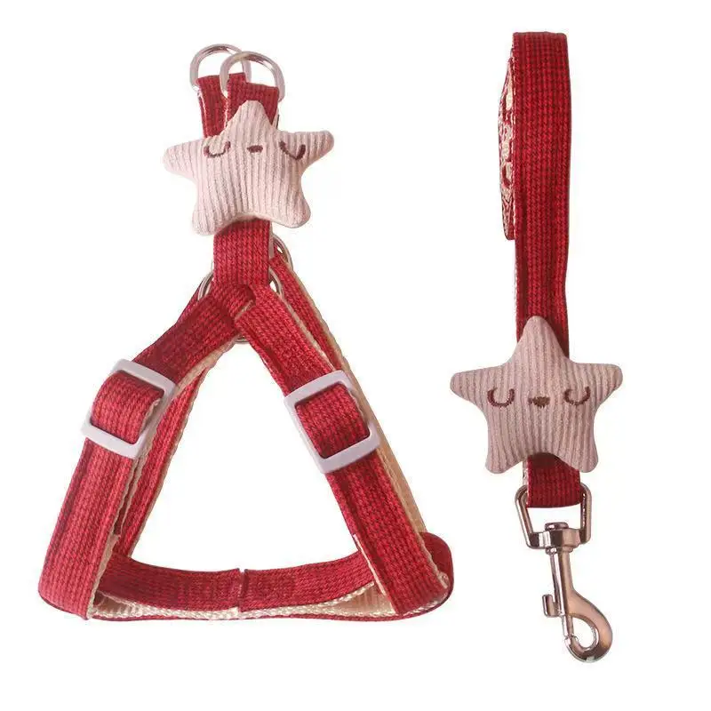 Factory Nylon Pet Dog Collar Leashes Chest Harness Set Adjustable Comfortable Pet Dog Collar Leashes Outdoor Walking