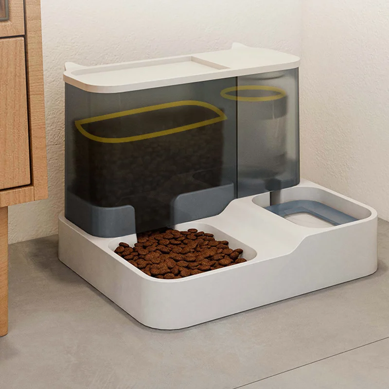 Factory Pet Bowls & Feeders Large Capacity Automatic Dry Wet Separation Dog Cat Bowl with Water Dispenser 2 1 Bowl