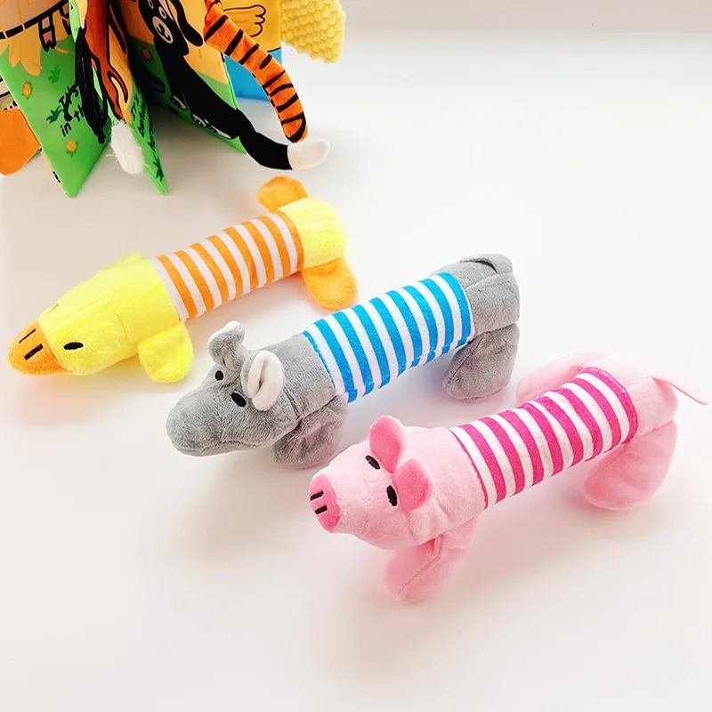 Factory Pet Dog Plush Dog Toys Cute Duck Pig Elephant Animals Shape Squeak Sound Dog Chew Toys