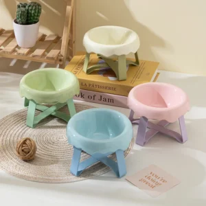 Factory Pet Feeder Small Pet Bowl Stand Pink Blue Purple Green for Dogs Cats Rounded Food Water Bowl