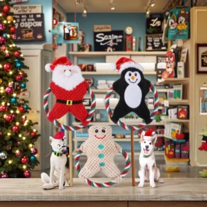 Factory Pet Supplier Christmas Themed Funny Colorful Rope Stuffed Plush Dog Toys Clown Santa Claus Toys Squeaky Dog Chew Toys
