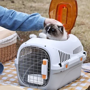 Factory Price Airline Approved Wire Door Plastic Pet Travel Carrier Cage