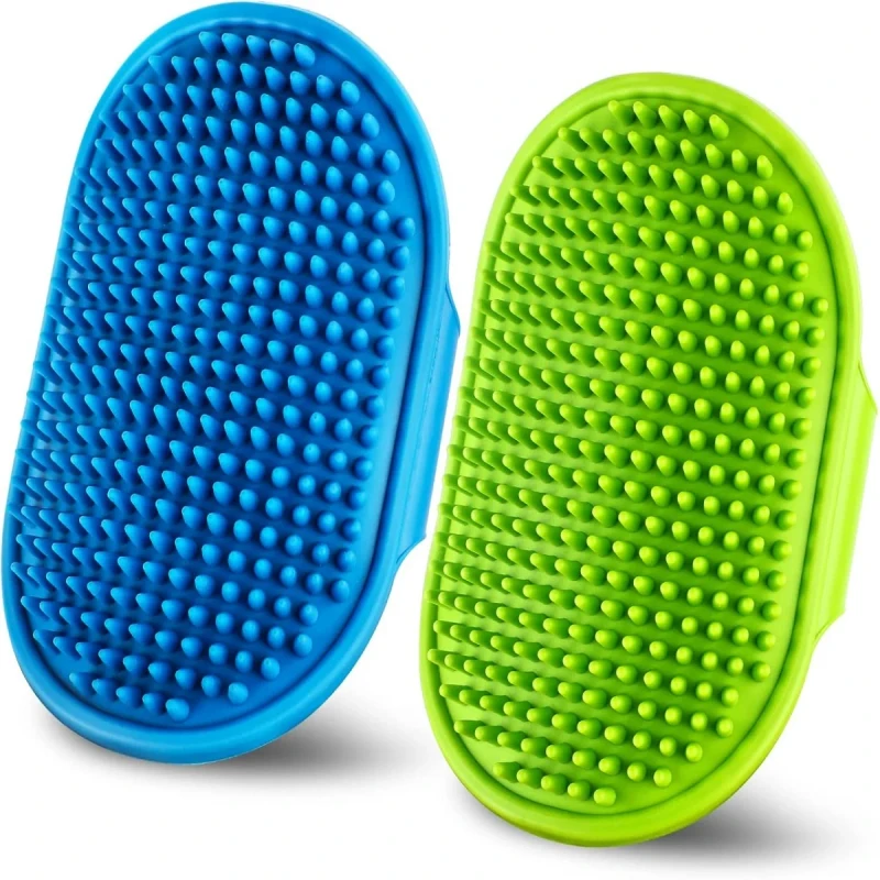 Factory Price Dog Soothing Massage Rubber Comb Pet Cat Dog Cleaning Grooming Shampoo Bath Brush with Adjustable Ring Handle