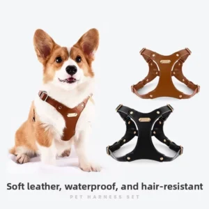Factory Price Soft Leather Waterproof Dog Pet Harness for Corgis and Small to Medium Dogs Walking