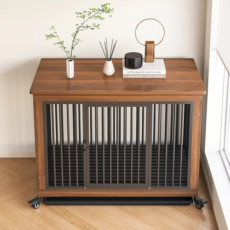 Factory Produce Custom Wood Eco Friendly Wooden Pet Houses Furniture End Table Dog House Crate with Removable Tray