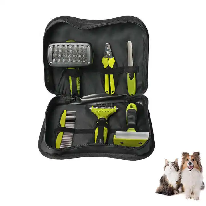 Factory Professional Multifunction 6 in 1 Green Sog Supplies Pet Grooming Dog Grooming Kit