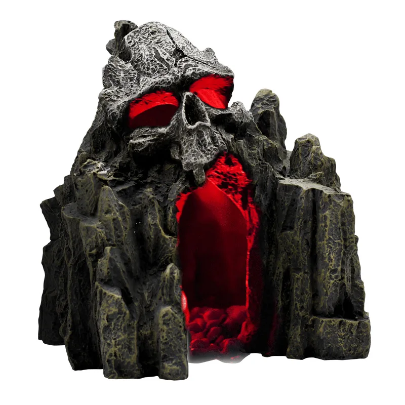 Factory Rockery Fish Tank Landscape Decoration with LED Light Resin Aquarium Decoration