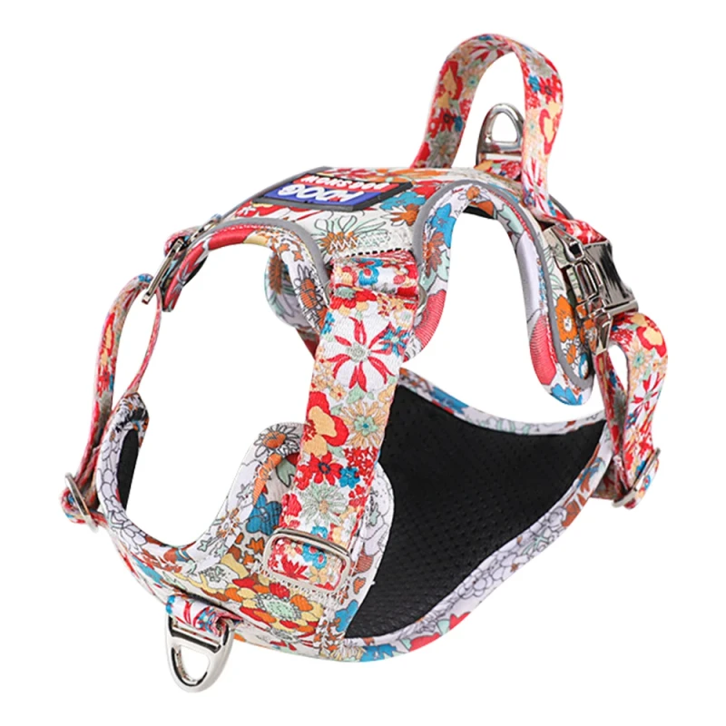 Factory Sell Small Floral Print Cat Harness Front Lead Security Dog Harness