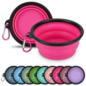Factory Silicone Collapsible Dog Bowl Portable Foldable Travel Pet Food Water Feeder Bowl with Clip Outdoor Feeding Dish