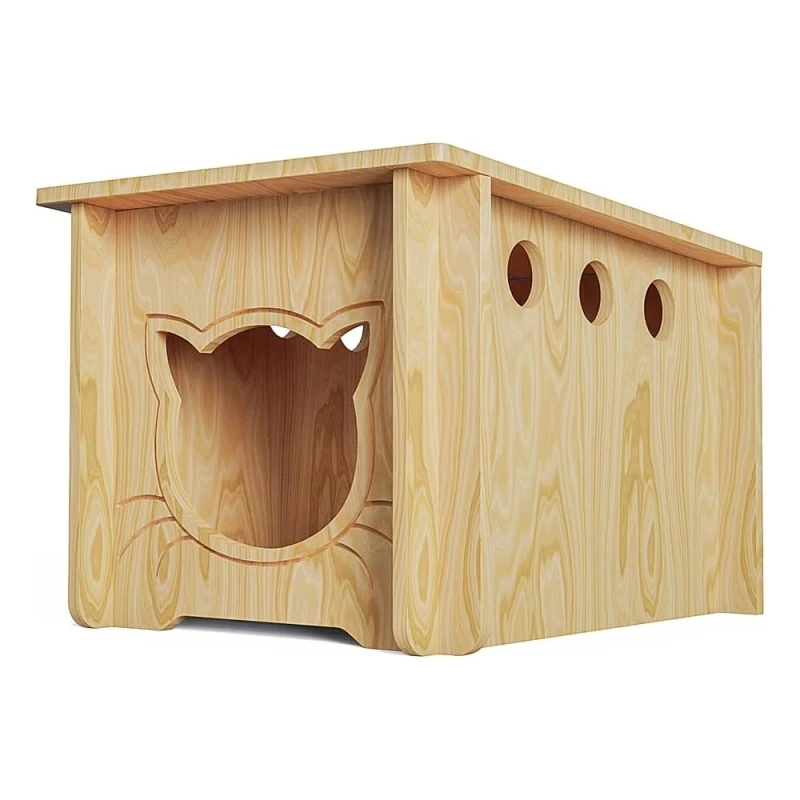 Factory Solid Wood Small Pet House and Habitats Wooden Bunny Rabbit Cat Hutch Outdoor Pet Cage Shelter Feral Cat House