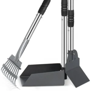 Factory Stainless Steel Long Handle Pet Waste Disposal Tool Metal Tray Rake Spade Durable Dog Pooper Scooper Animal