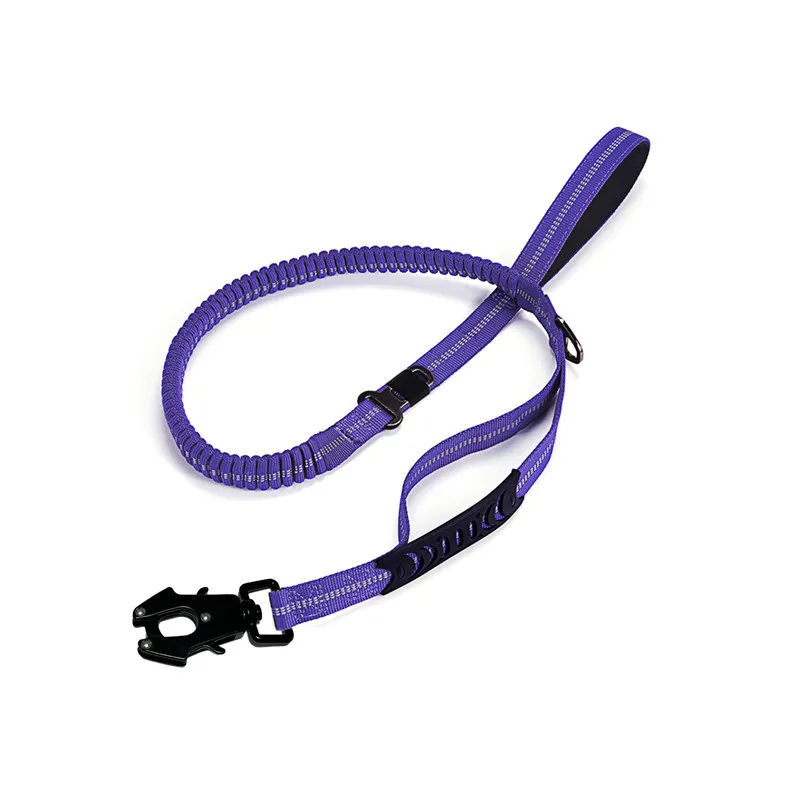 Factory Stocked Heavy Duty Tactical Pet Lead Shock Absorbing Bungee Frog Clip Dog Leash With 2 Padded Handle