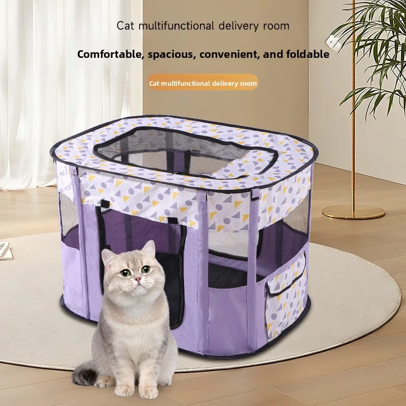 Factory-Stocked Rectangular Folding Fabric Dog & Cat Cage Pen Kennel with Tents for Puppies and Kittens