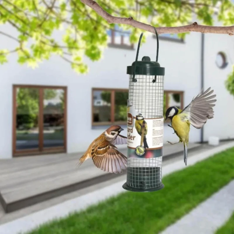 Factory Supply Bird Feeder Premium Garden Washable Automatic Plastic Iron Wire Bird Feeder for Outdoor Hanging