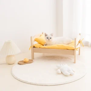 Factory Supply Customized Luxury Design Korean Comfortable Pet Accessories Wooden Small Puppy Dog Cat Bed