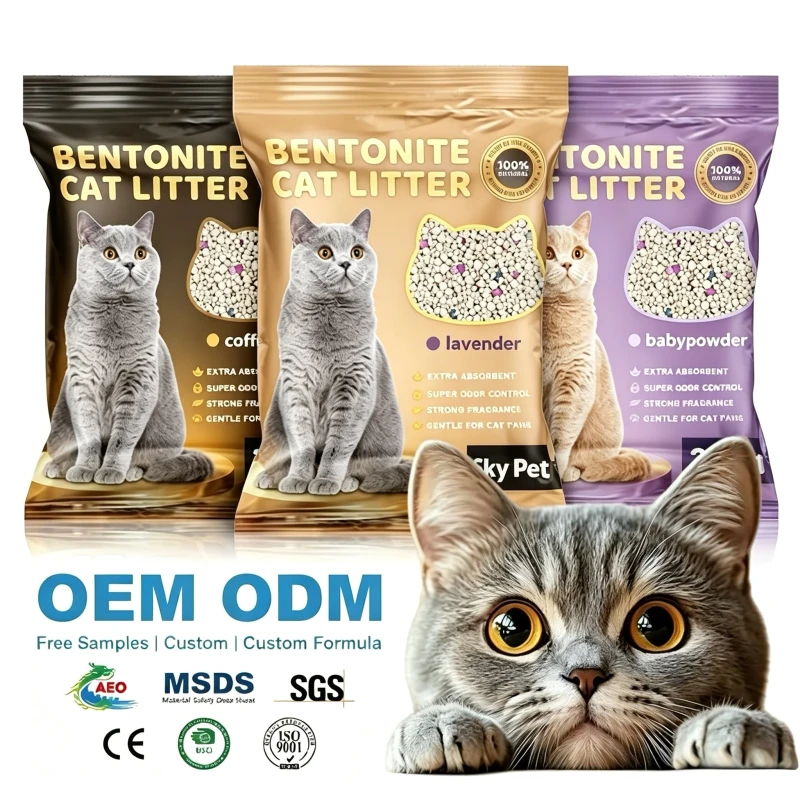Factory Supply Natural Bentonite Cat Litter Ultra Low Dust Quick Clumping Absorbent Cat Sand for Pet Shop Distributors