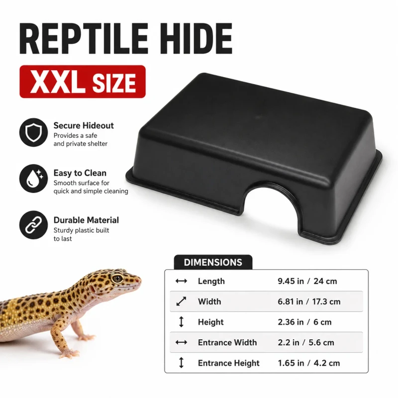 Factory Supply Plastic Reptile Hide Cave Box for Gecko Snake Lizard Terrarium Shelter Pet Accessory