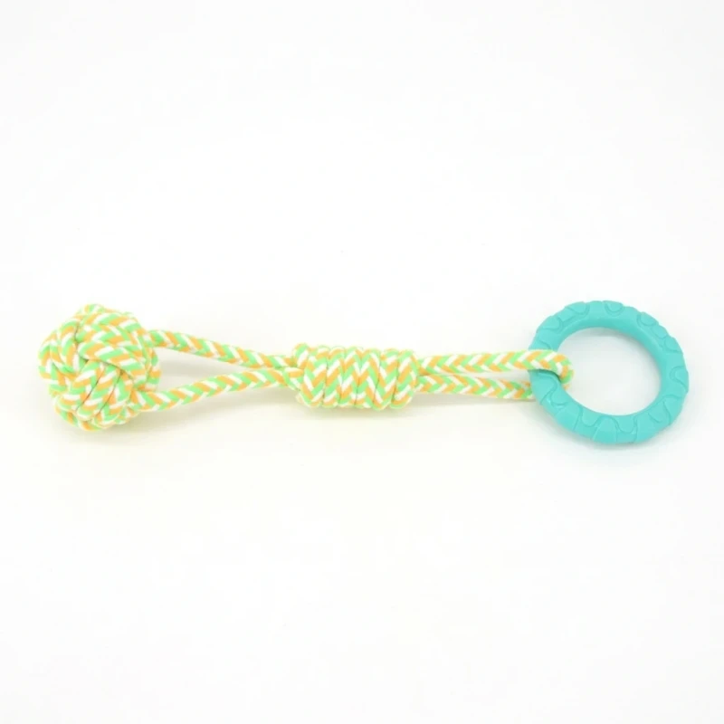 Factory Supply TPR Chew Ring and Rope Tug Dog Toy Durable Interactive Puppy Teething Chew Aggressive Chewers