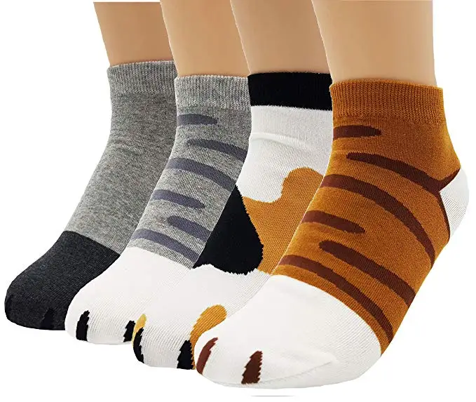Factory Women's Cute Kitty Cat Paws Socks With Paw Prints on Toes
