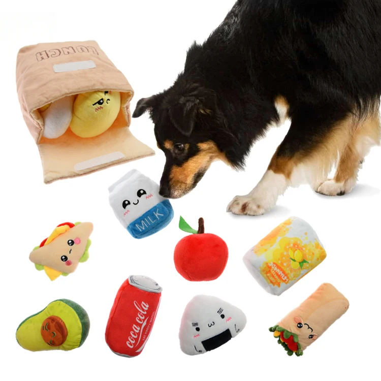 Famipet Manufacturer Custom Available Multiple Choice Lunch Food Pet Squeaky Plush Dog Toy