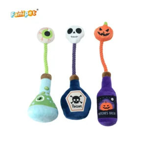 Famipet Manufacturer Custom Funny Halloween Theme Design Soft Stuffed Pet Plush Toy Squeaky Dog Toy Set
