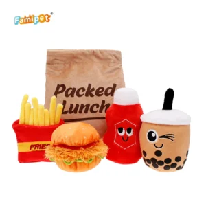 Famipet New Design Fast Food Lunch Pack Series Squeaky Dog Toy Stuffed Plush Pet Toys for Dog