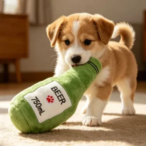 Fancy Pet Squeaky Toy Cute Wine Bottle Shape Multi Color Dog Interactive Pet Chew Toy