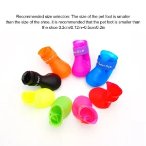 Fashion 4Pcs Candy Color Silicone Dog Shoes Waterproof Anti Slip Rain Boots Pet Footwear Socks for Teddy