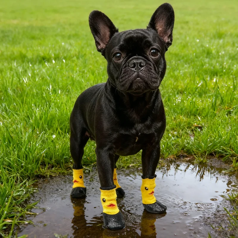 Fashion Breathable Winter Warm Cotton Anti Slip Waterproof Dog Boots Big Dog Socks with Detachable Straps