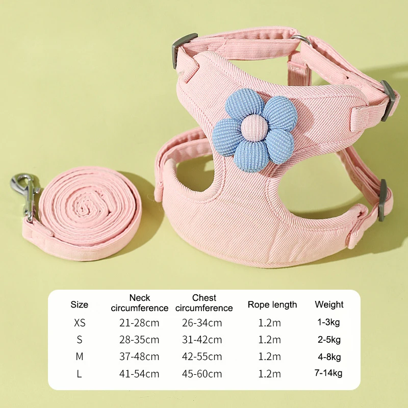 Fashion Lightweight Pet Harness with Leash Comfortable Outdoor Walking for Small & Medium Dogs