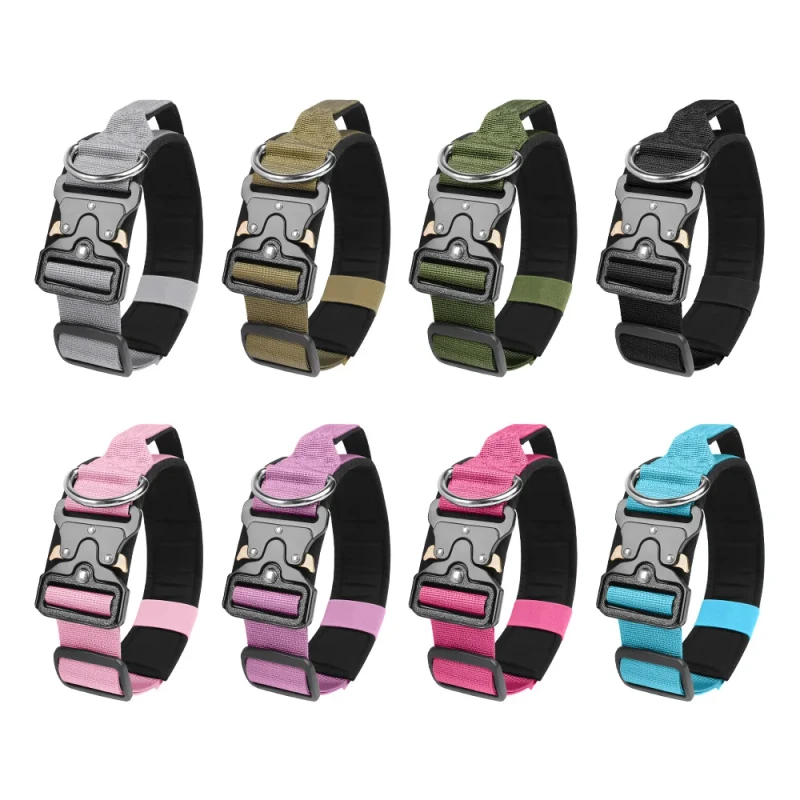 Fashion Nylon Pet Collars Metal Buckle Adjustable Training Collar Medium and Large Dog Custom Logo Designer Tactical Dog Collar