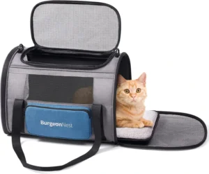 Fashion Polyester Pet Carrier for Large Cats Small Dogs Top Loading Collapsible Escape Proof Travel Bag