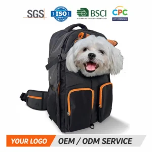 Fashion Style Oxford Cloth Pet Backpack Zipper Closure Large Capacity Outdoor Travel Pet Carrier All Seasons