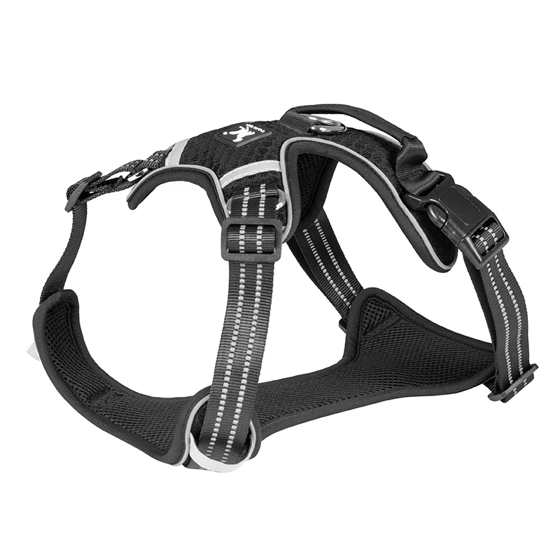 Fashionable Breathable Mesh Solid Reflective Adjustable Dog Harness with Quick Release No Pull Feature Head Design