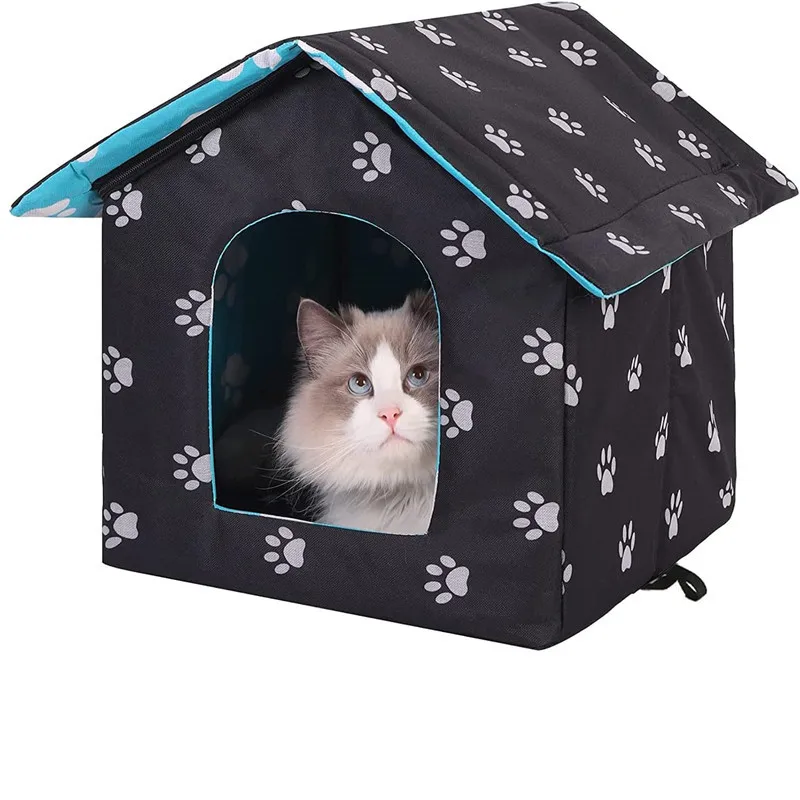 Fashionable Cotton Dog House Outdoor Waterproof & Rainproof Foldable Villa Tent with Printed Pattern Pet Furniture
