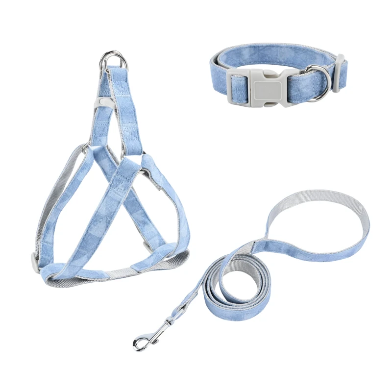 Fashionable Suede Pet Harness collar Leash for Autumn and Winter