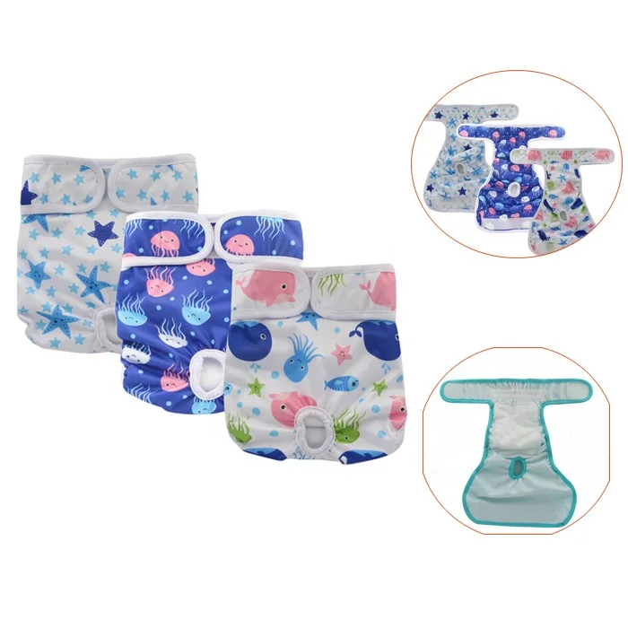 Fast Absorbing Customized Pattern Printing Logo Machine Washabe Dog Cat Waterproof Padded Female Pet Reusable Diaper for Dog