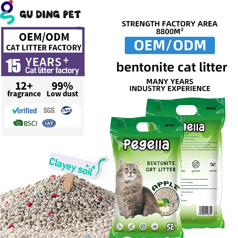 Fast Clumping Absorption Bentonite Cat Litter 5L Gray Strong Clumping Low Dust Natural