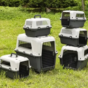 Fast Delivery Airline Approved Large Plastic Kennel on Wheels Solid Pattern Iron Pet Dog Cat Carrier Crate Cage