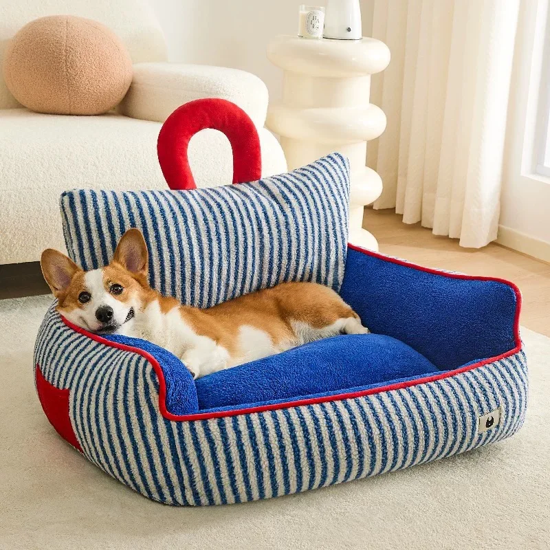 Faux Fur Dog Bed Removable & Washable Pet Bed Cat Bed With Anti Slip Bottom Warm and Soft