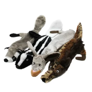 Faux Fur Dog Squeak Toys No Stuffing Raccoon Rabbit Tug of War Dog Toys