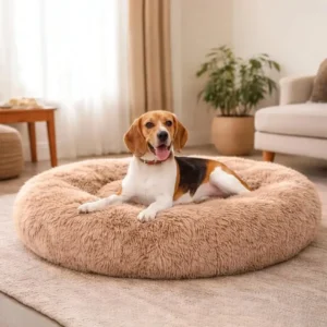 Faux Fur Round Long Plush Soft Washable Fashion Modern Dog Pet Beds for Small Dogs