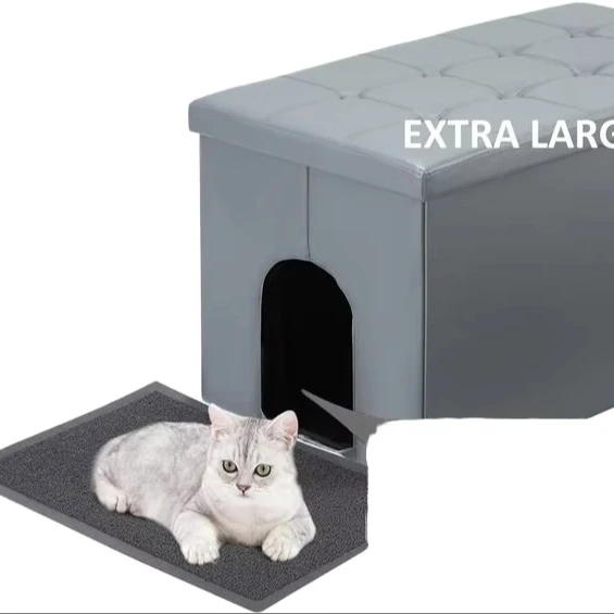Faux Leather Fabric Pet House Foldable Dog House Storage Ottoman for Pet