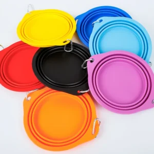 Feed Folded Silicone Dog Bowl with Carabiner Portable Outdoor Pet Bowl