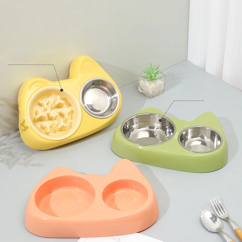 Feeders Rounded Cat Dog Bowl Stainless Steel and PP Food Bowl
